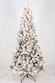 5ft PVC Round Head Flocking Tree Pre-lit Design Small Celebrate Festival Artificial Flocked Christmas Tree With UL Lights