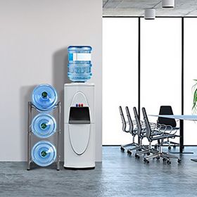 3 Tier Water Jug Rack Detachable 5 Gallon Water Bottle Storage Stand Heavy Duty Organizer Shelf for Home Office Kitchen Garage Space Saving Metal (Color: Silver)